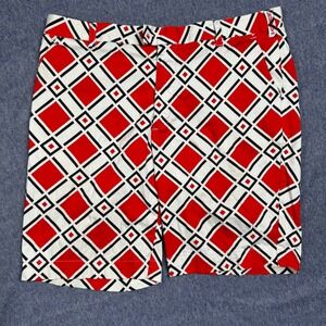 Loudmouth Golf Shorts Red White Black‎ Diamond Pattern Retro Measure 38x10 Read